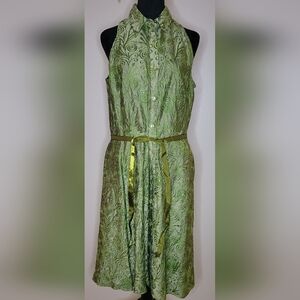 Chetta B Green Textured Midi Dress